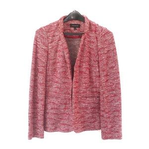 Talbots Blazer Red Tweed Open Career Suit Jacket Business Casual Cozy Coat EUC 4